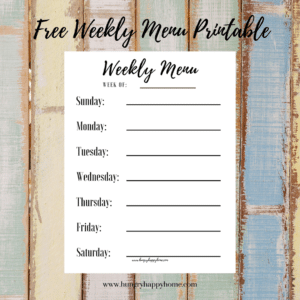 weekly menu printable