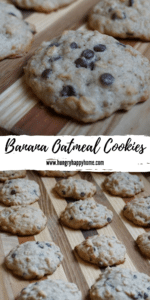 Baked Banana Oatmeal Cookies spread out on a wooden board.