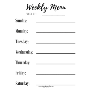 Free Weekly Menu Planning Printable