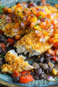 Crusted Tilapia, Black Beans & Fresh Orange Salsa