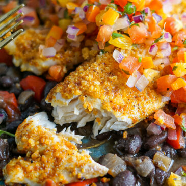 Crusted Tilapia, Black Beans & Fresh Orange Salsa