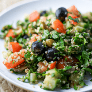 close up photo pf quinoa tabbouleh