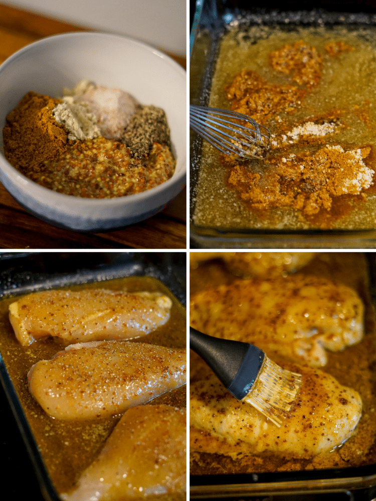 Process photos of making the chicken dish.