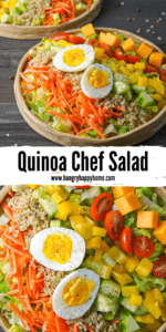 Pinterest graphic collage of quinoa chef salad.
