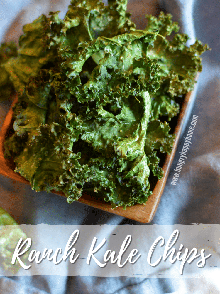 Ranch Kale Chips in a wooden bowl