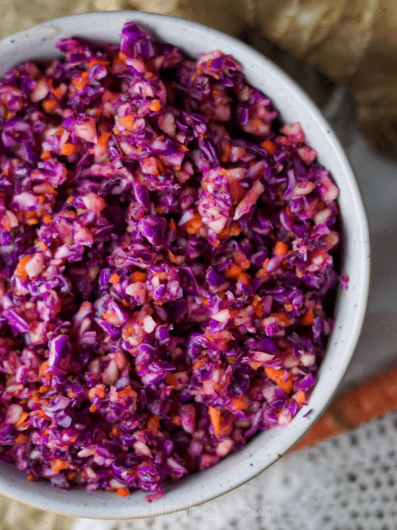 Ginger Apple Slaw in a ceramic bowl.