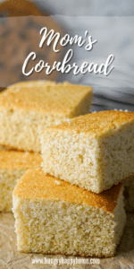 Pinterest Collage of squares of cornbread stacked up.